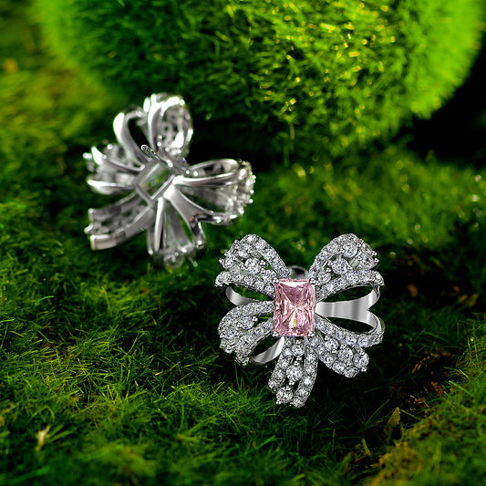 Sterling silver earrings 925 butterfly pink gemstone