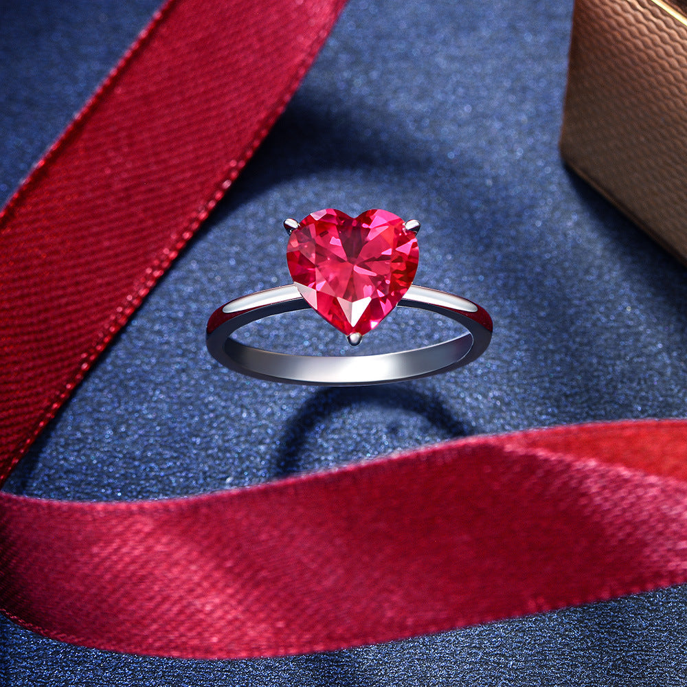 New 4Ct Heart 10x10mm High-Carbon Diamond 925 Silver Ring