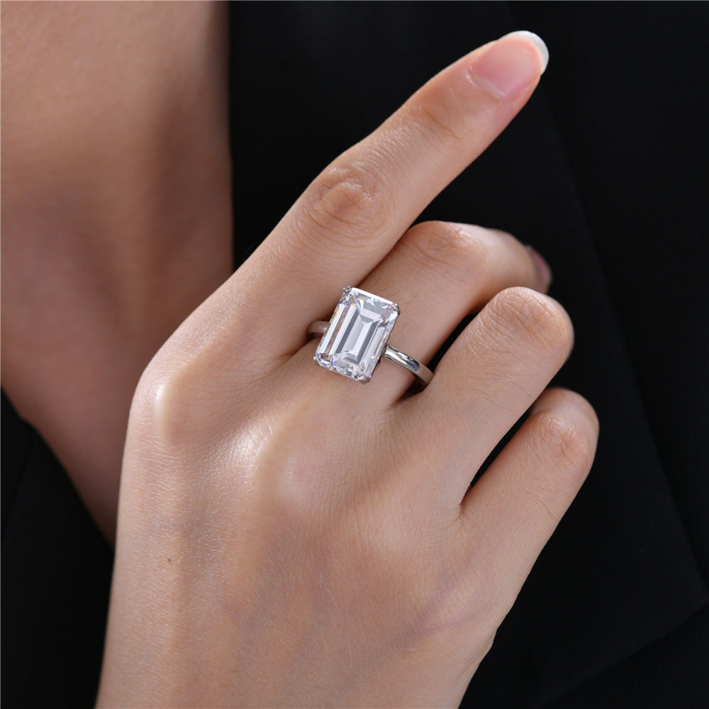 Luxury 7 Carat Emerald Cut High Carbon Diamond Ring – 10×14mm Radiant Design
