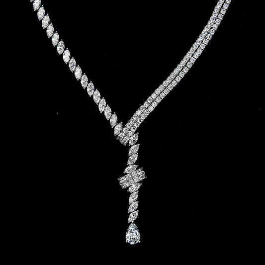 4.5Ct Pear-Shaped 8x12mm Ice-Cut Pendant Necklace for Women, 925 Sterling Silver, Luxury Evening Wear