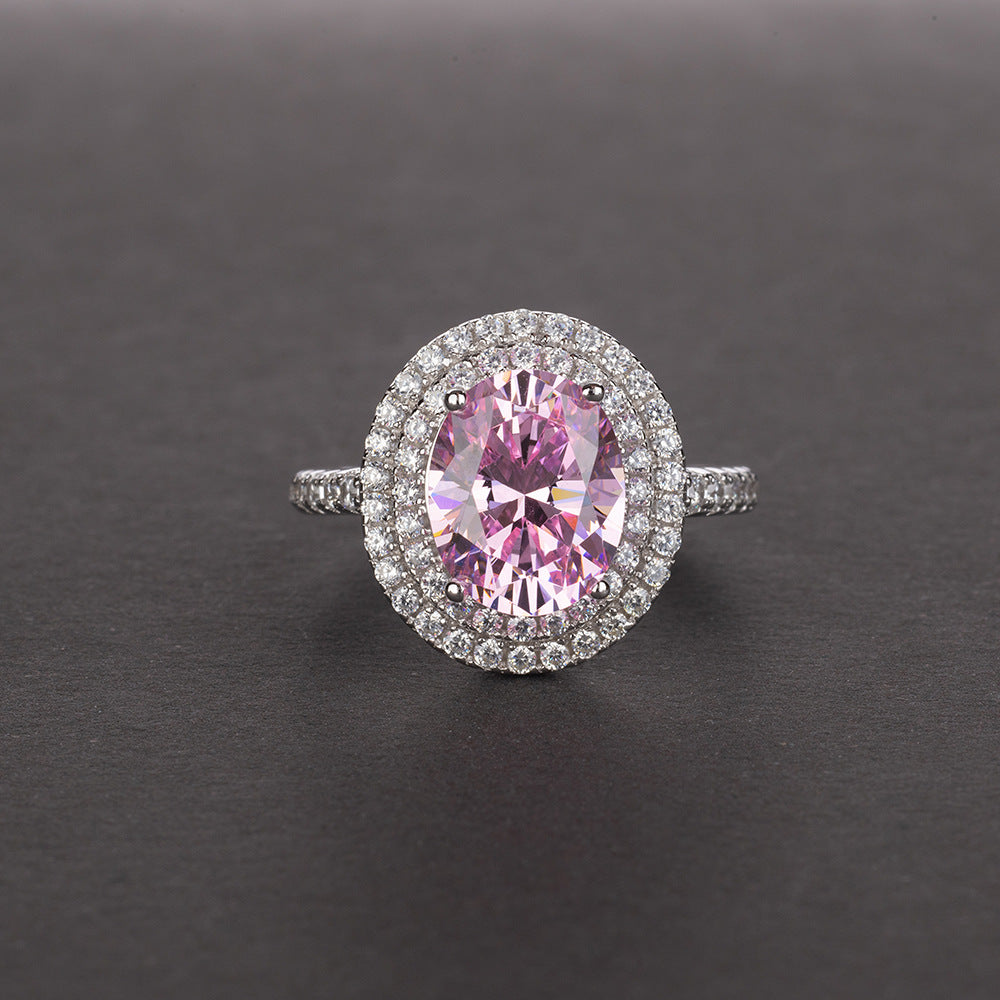 3 Carat 8×10mm Oval Cut Pigeon Egg High Carbon Diamond Ring – Sterling Silver European Luxury Design