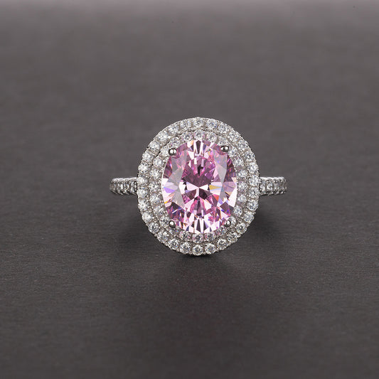 3 Carat 8×10mm Oval Cut Pigeon Egg High Carbon Diamond Ring – Sterling Silver European Luxury Design