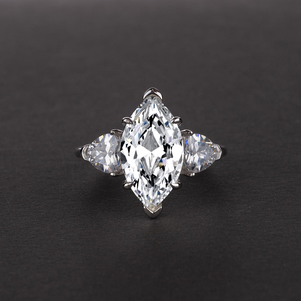 3CT Marquise High Carbon Diamond Ring in S925 Silver – Elegant Celebrity-Inspired Design