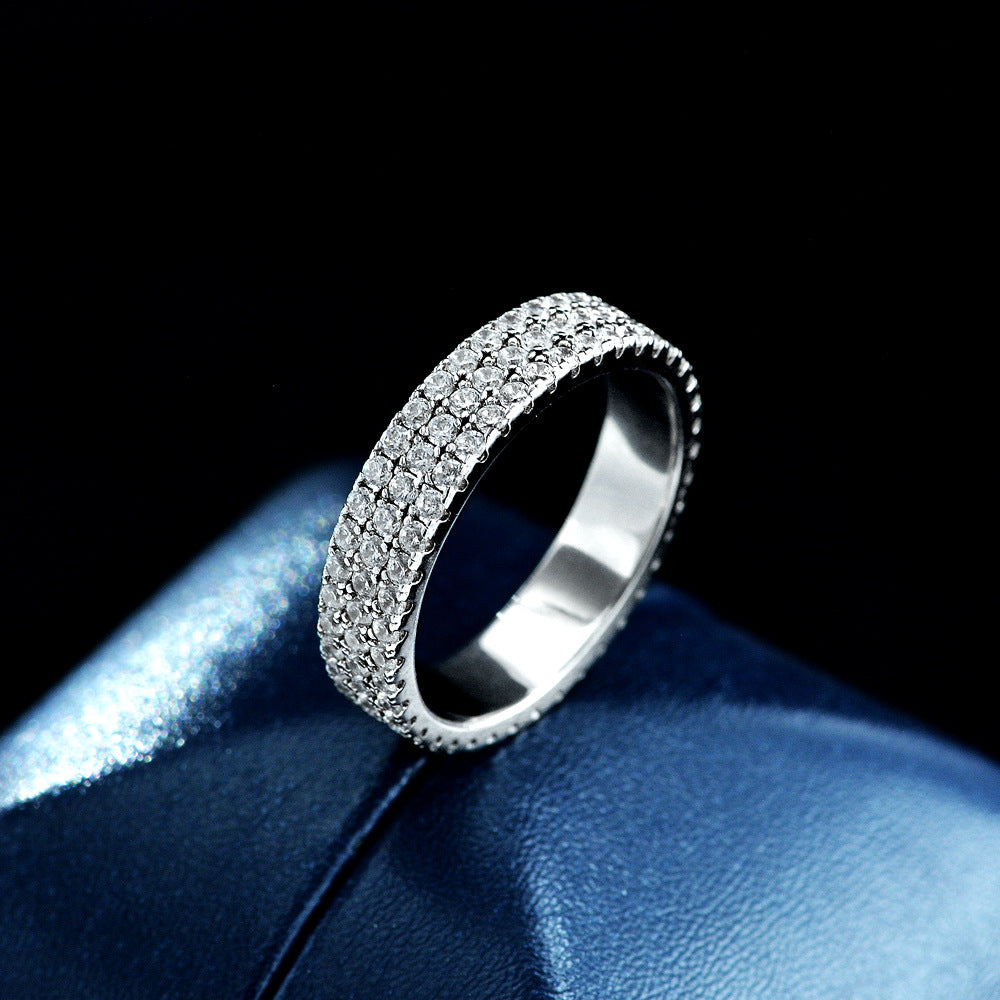 1.5mm Round High Carbon Diamond Unisex Band – 2025 S925 Silver Minimalist Everyday Ring