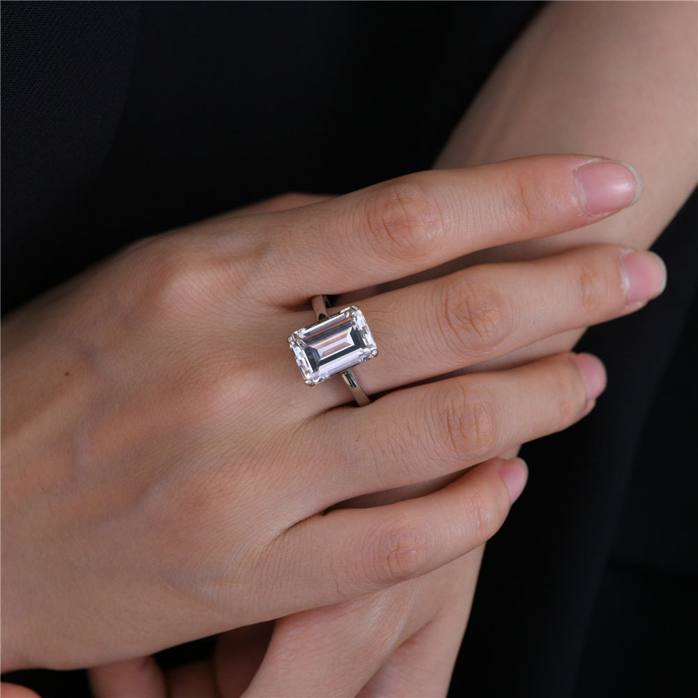 Luxury 7 Carat Emerald Cut High Carbon Diamond Ring – 10×14mm Radiant Design