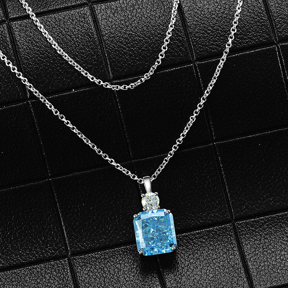 2025 New 8.5Ct High-Carbon Diamond 9x10mm Ice-Cut 925 Silver Pendant Necklace, 40+5cm
