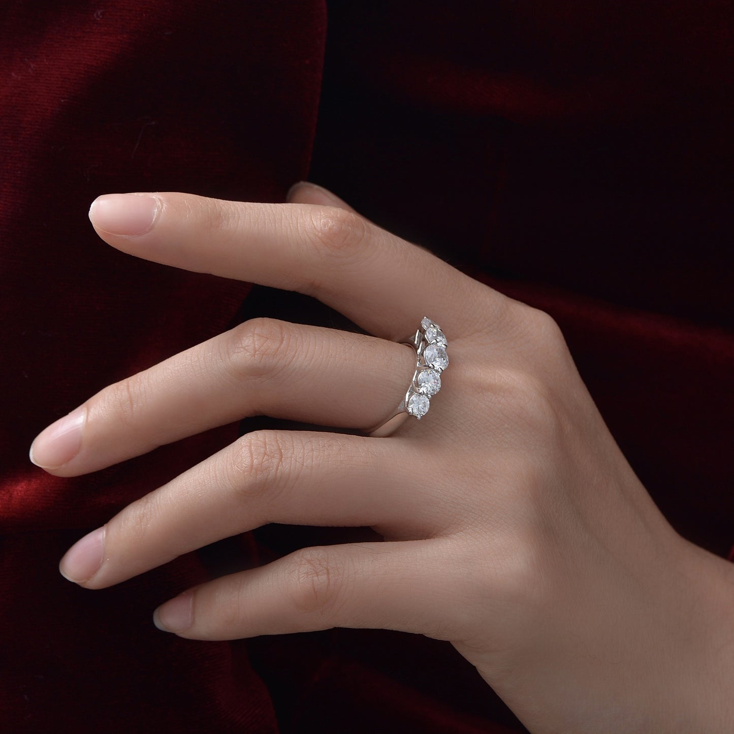 0.5 Carat 8 Hearts & Arrows High Carbon Diamond Ring – 5mm S925 Silver 5A Grade Engagement Band