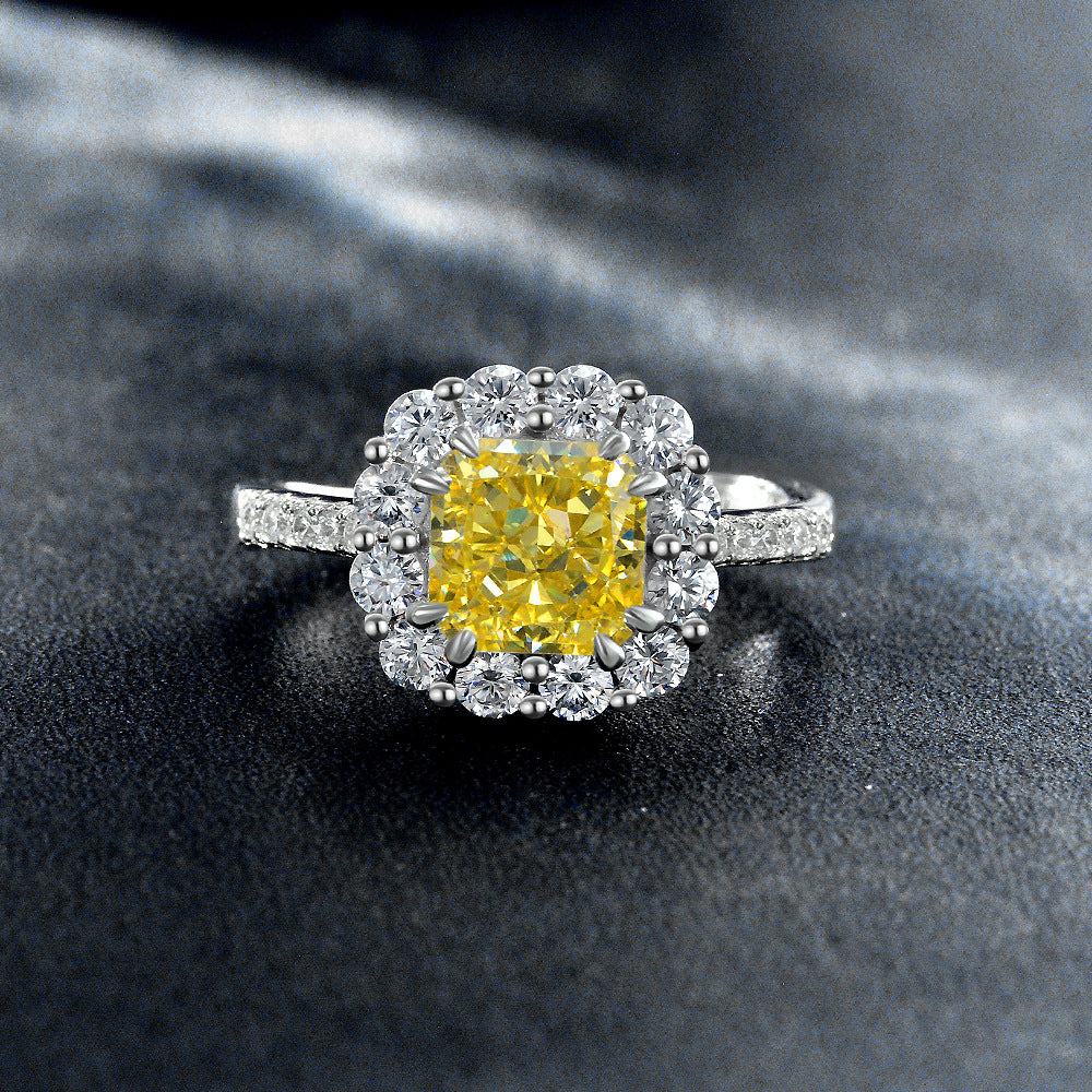 1.5 Carat Pink Ice-Flower Cut Diamond Ring – S925 Silver Adjustable Open Design, Modern European Style