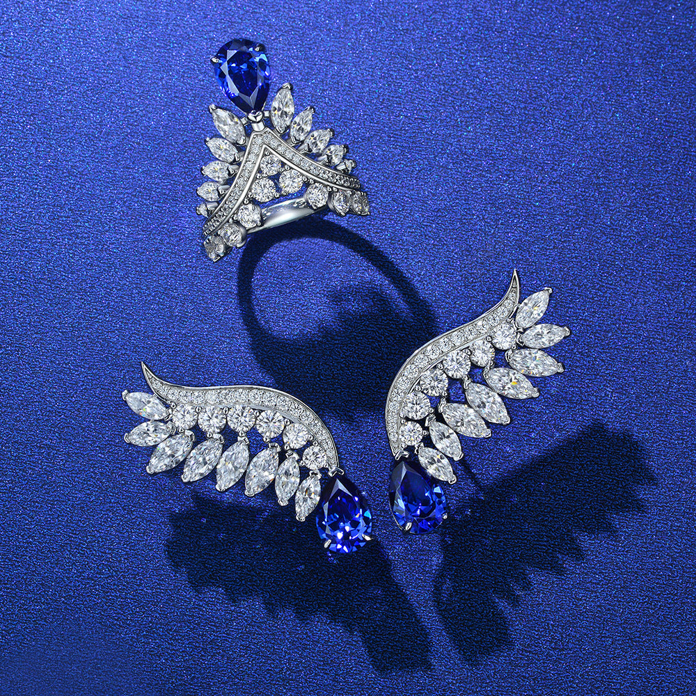 2 Carat Pink Teardrop High Carbon Diamond Ring – Sterling Silver Feather Crown Design, 2025 Collection