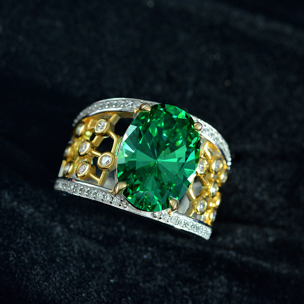 5 Carat Morgan Pink Oval Cut High Carbon Diamond Ring – 10×14mm Dual-Tone Hollow S925 Silver Luxury Ring