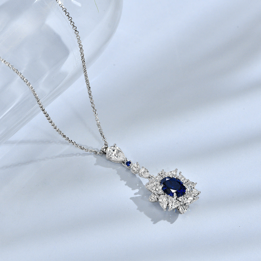 2025 New 2Ct Oval 7x9mm Lab-Grown Ruby/Sapphire S925 Silver Pendant Necklace