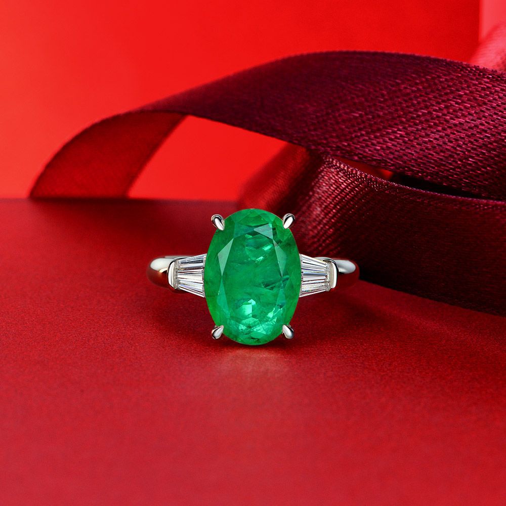 Hot Sale 5Ct Pigeon Egg 10x14mm Synthetic Emerald Paraiba S925 Sterling Silver Ring