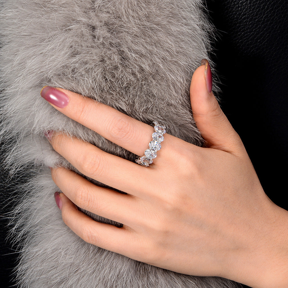 0.75 Carat Oval High Carbon Diamond Band – S925 Silver 5×7mm 2025 Collection, Minimalist Chic Ring