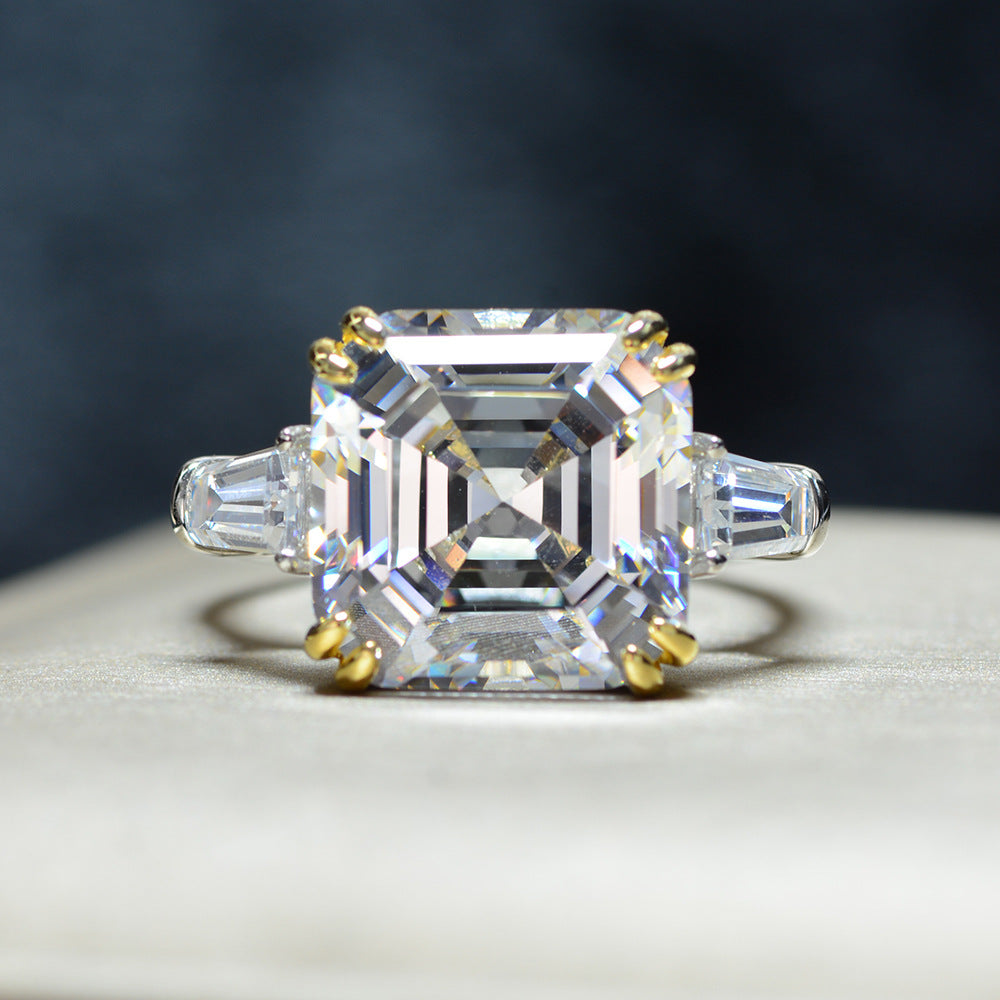 Sterling silver diamond rings Elegant 7-Carat Simulated Diamond  multiple colors