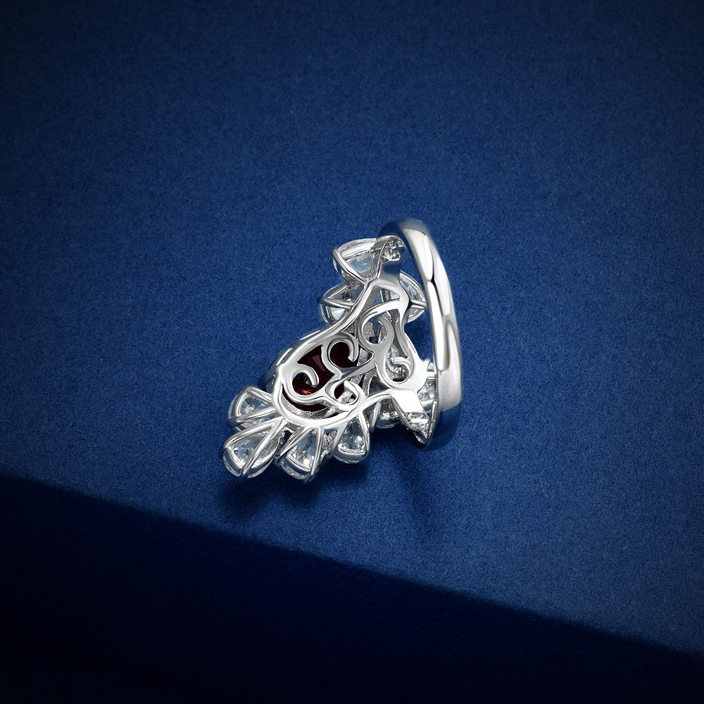 Sterling silver 925 New 3Ct Teardrop 8x12mm Lab-Grown Ruby Ring Size 5-9