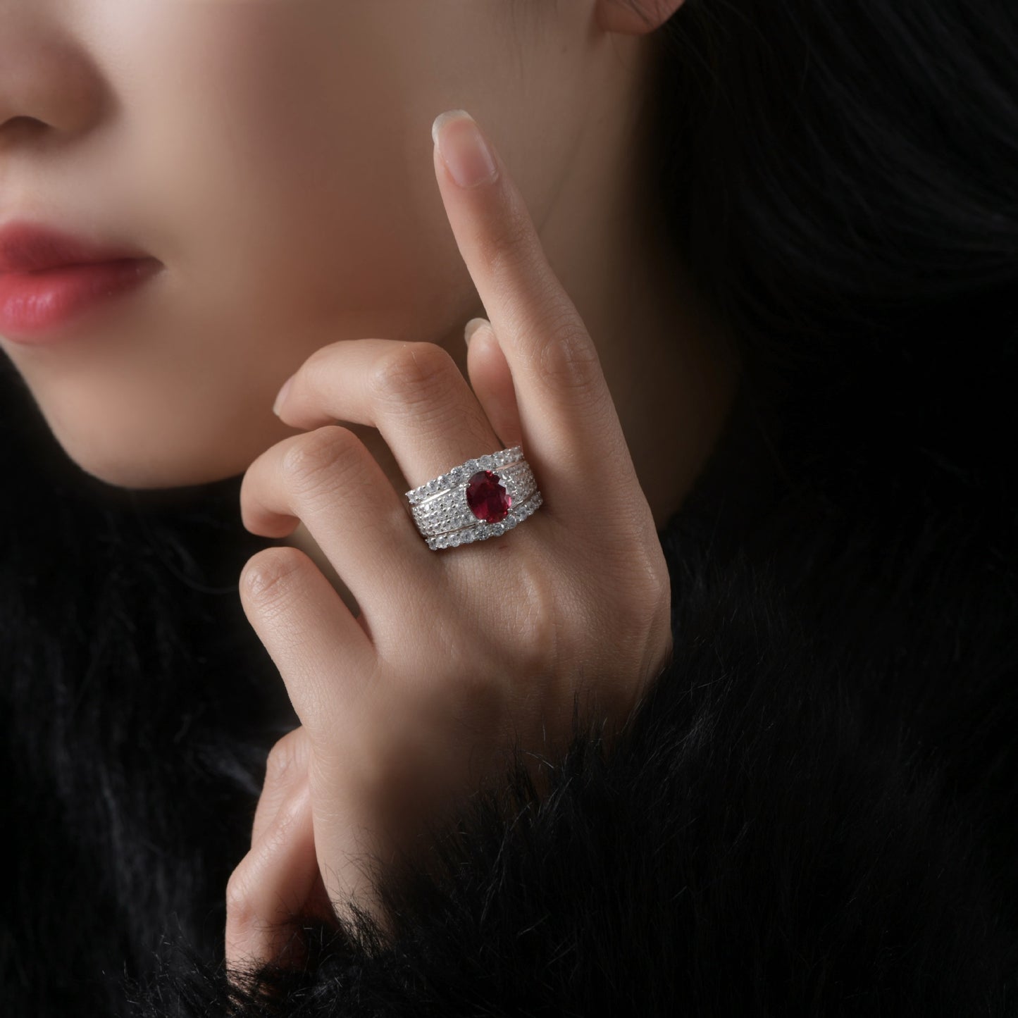 2 Carat Oval High Carbon Diamond Ring – 7×9mm Sterling Silver Wide Band, 2025 European Luxury Collection