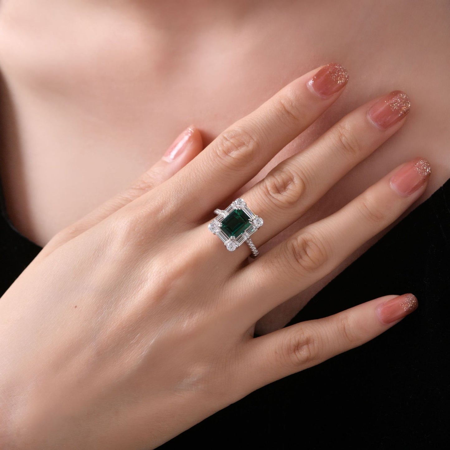 2 Carat Zambian Green Emerald Cut Lab Emerald Ring – S925 Silver 7×9mm 2025 European Chic Collection