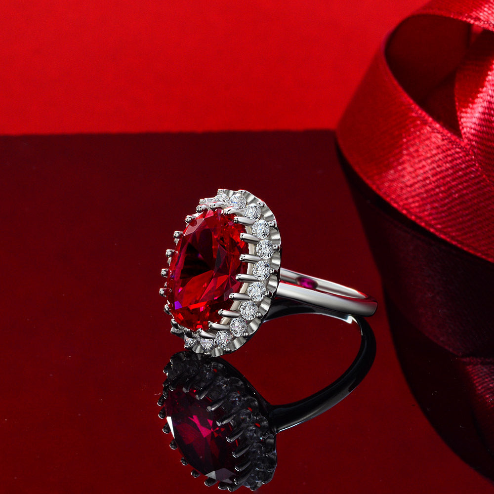 Hot Sale 8Ct Oval 10x14mm Luxury S925 Silver Ring for Women