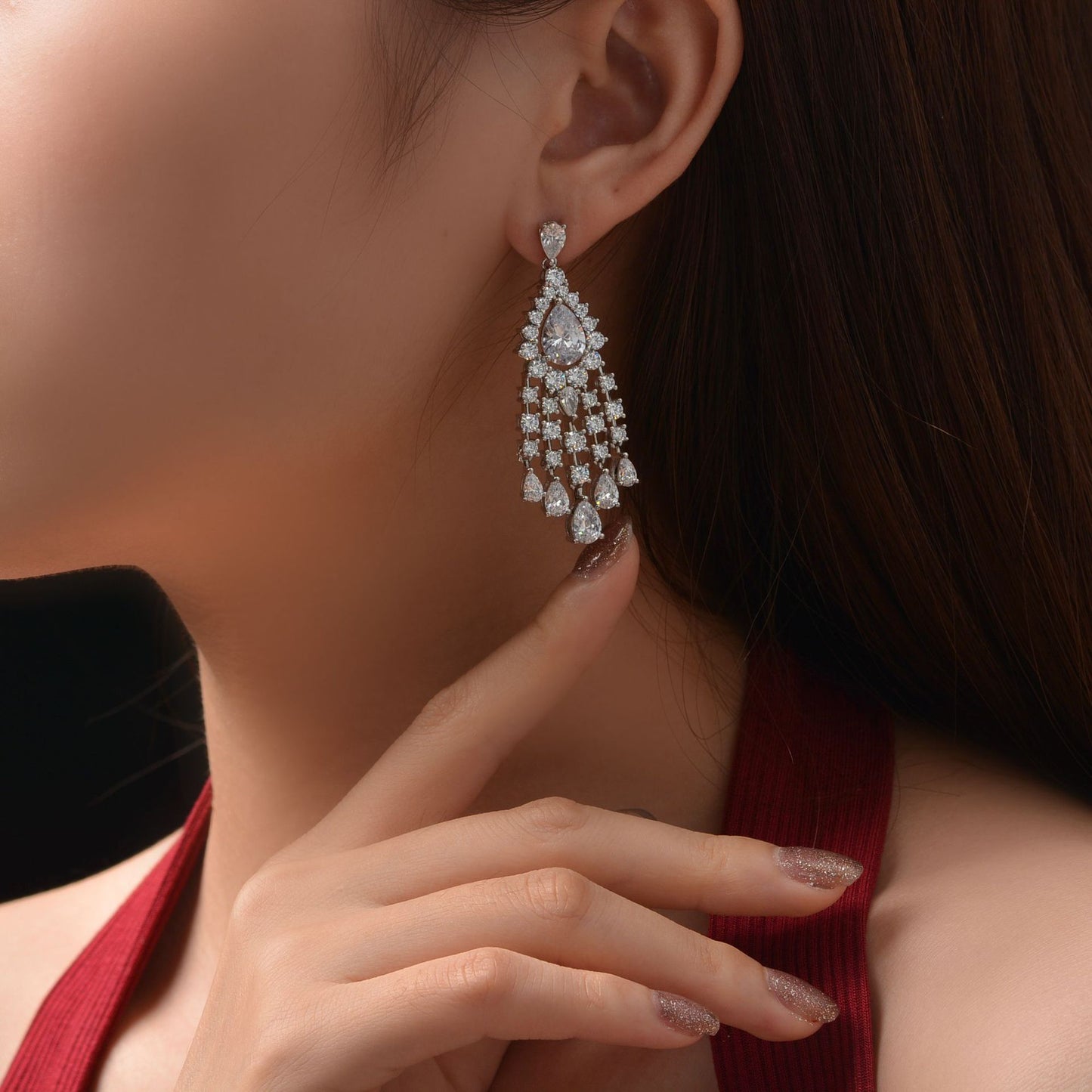 Sterling silver S925 earrings teardrops style