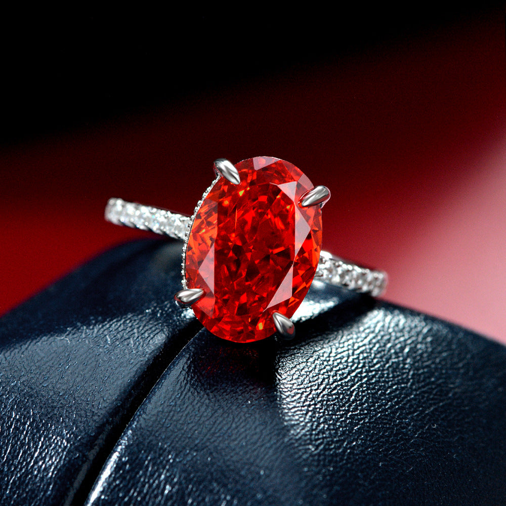 4 Carat Padma Red High Carbon Diamond Ring – Sterling Silver Full-Setting Luxe Style