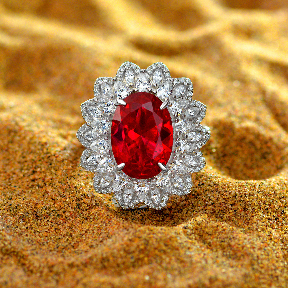 5 Carat Oval Lab Ruby or Sapphire Ring – 12×15mm Sterling Silver 2025 Luxury European Design