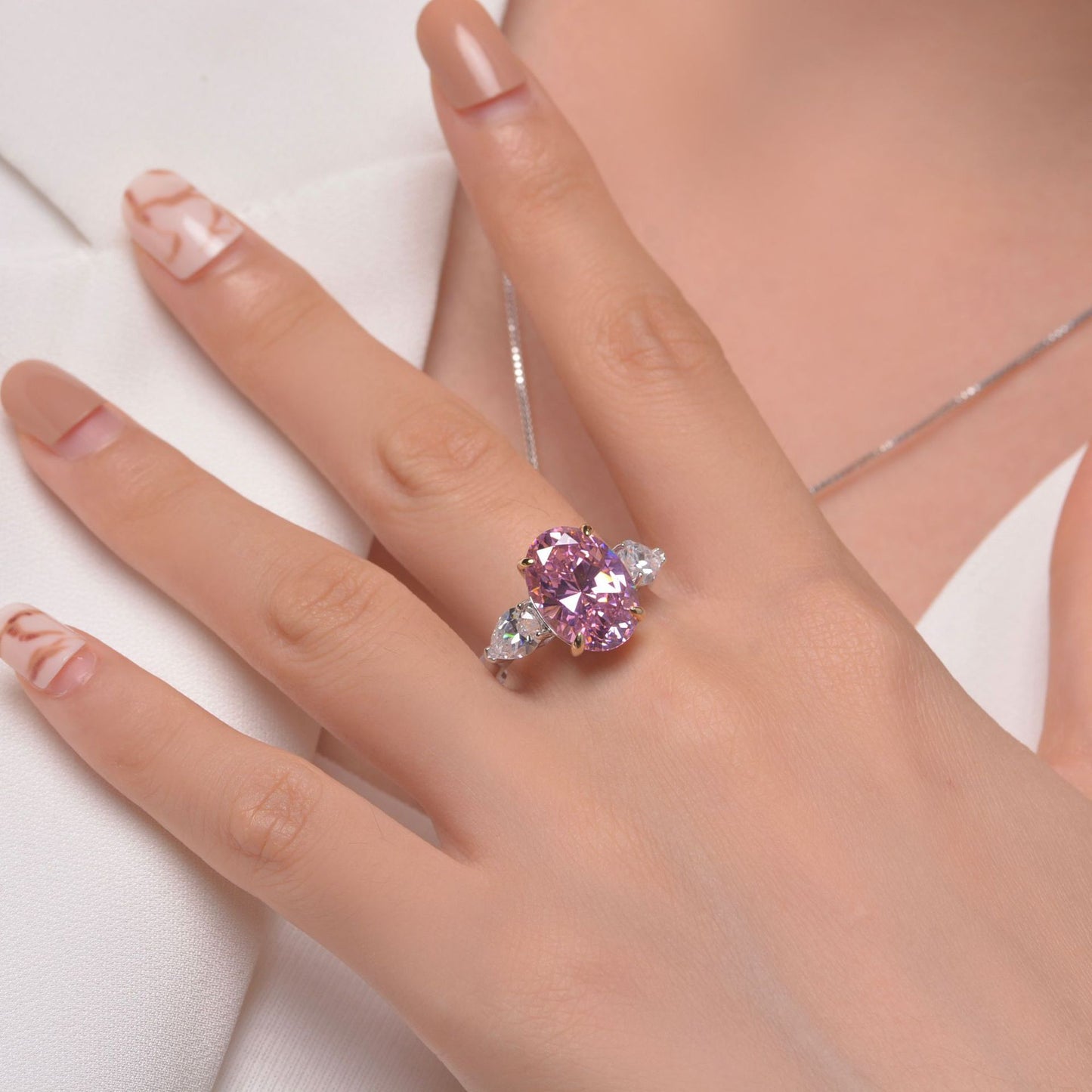 5 Carat Oval Four-Prong High Carbon Diamond Ring – Sterling Silver Minimalist & Brilliant Design