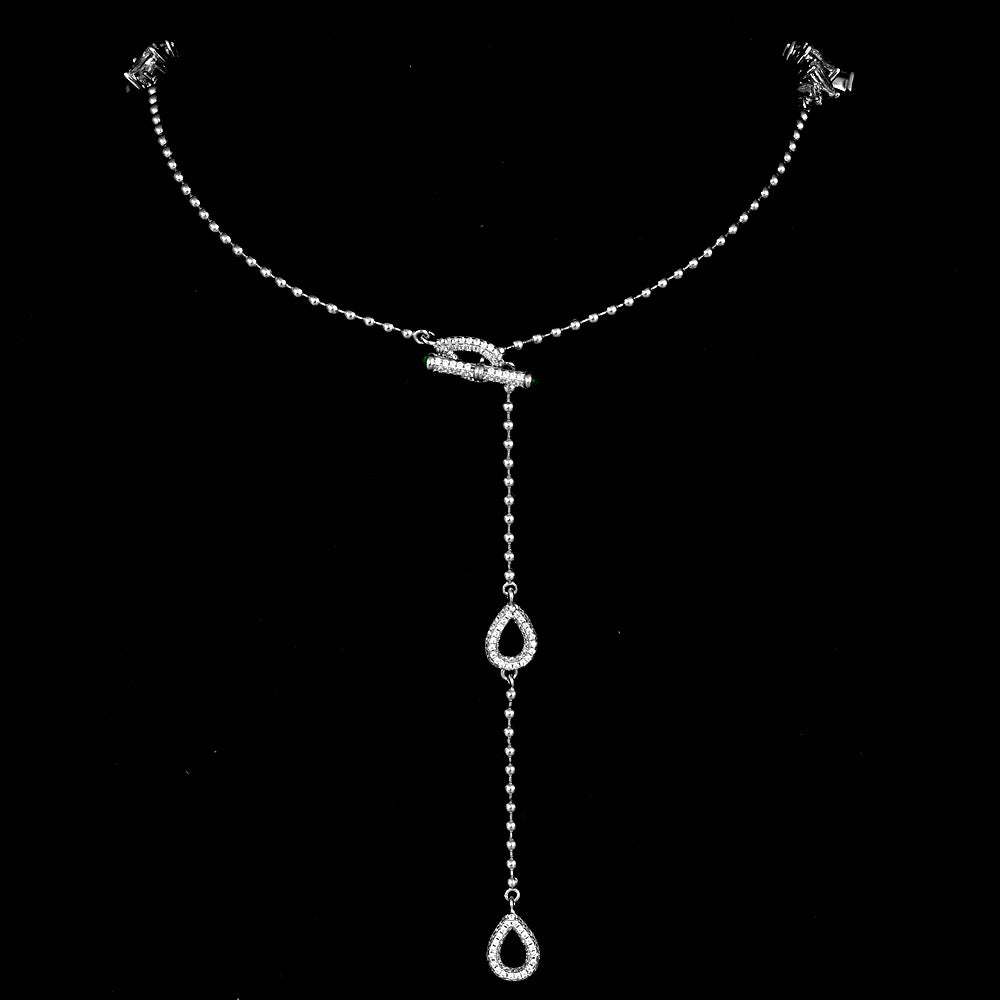 2Ct White Teardrop 7x11mm High-Carbon Diamond 925 Silver Necklace