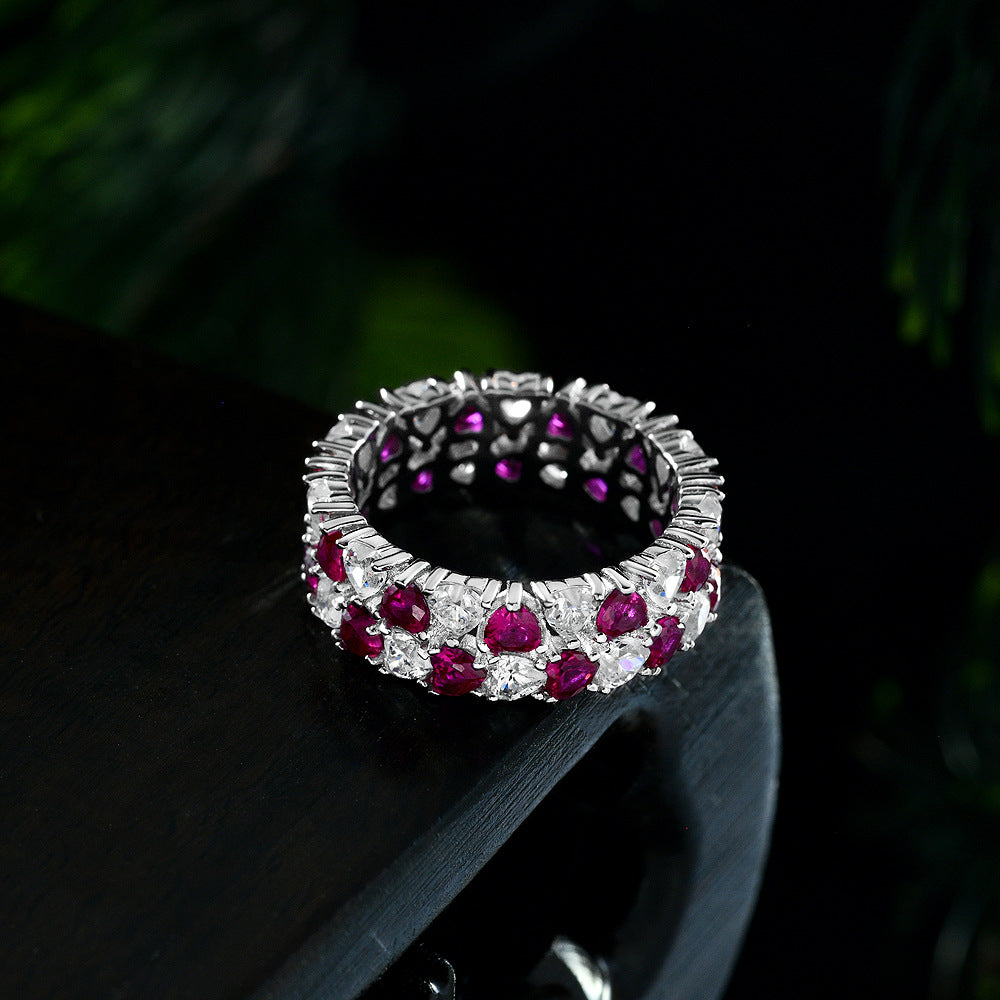 0.15 Carat Heart Cut Contrast Color Ring – Sterling Silver 3×3mm Minimalist 2025 Women’s Jewelry