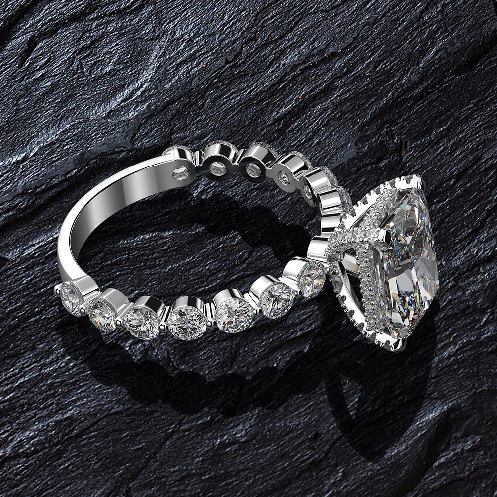 4 Carat Emerald Cut High Carbon Diamond Ring – 8×10mm Full Pavé INS Fashion Luxury Women’s Ring