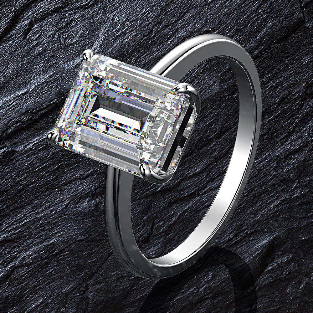 4 Carat Radiant-Cut High Carbon Simulated Diamond Ring – Sleek Minimalist Luxury