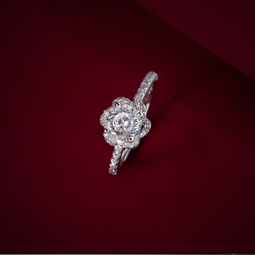 1 Carat 6mm Round Cut High Carbon Diamond Ring – S925 Silver Elegant Everyday & Dating Jewelry