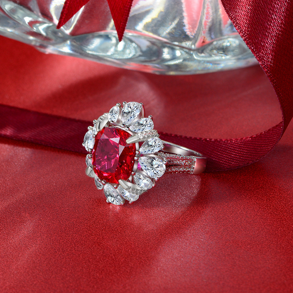 6 Carat Cushion Lab Ruby Ring – 10×11mm Sterling Silver Full Diamond Luxury 2025 Collection