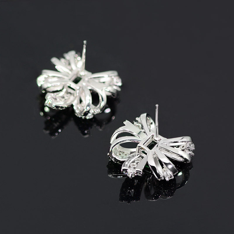 S925 Sterling Silver Zambian Color Lab-Grown Emerald 5x7mm 1ct Luxury Butterfly Earrings