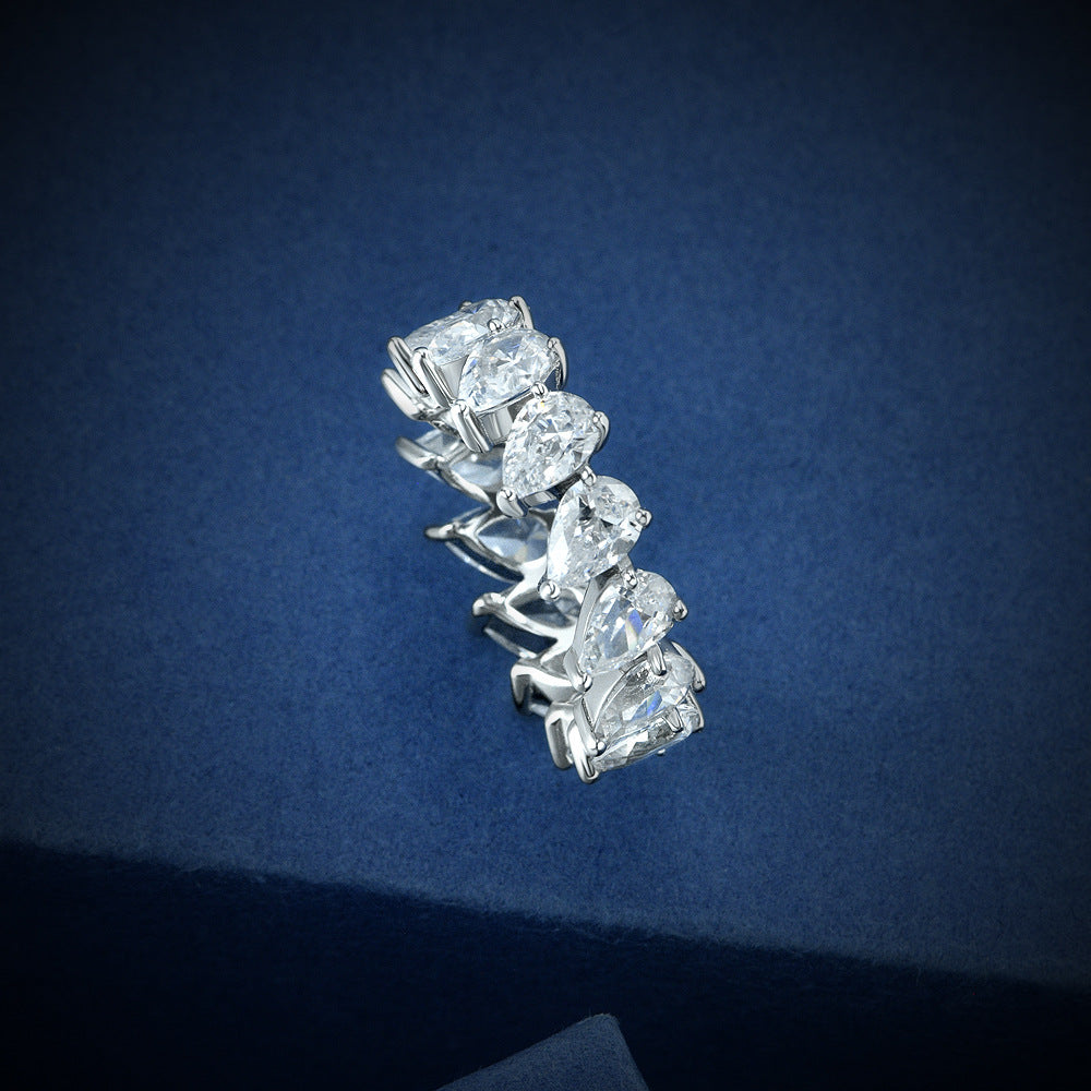 Sterling Silver Ring Pear-Cut Full Pavé Ring - Versatile