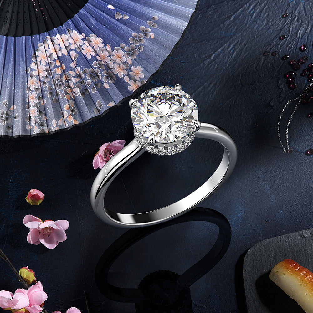 2 Carat Zircon Simulated Diamond Ring – S925 Silver 8mm Minimalist European Bridal Design