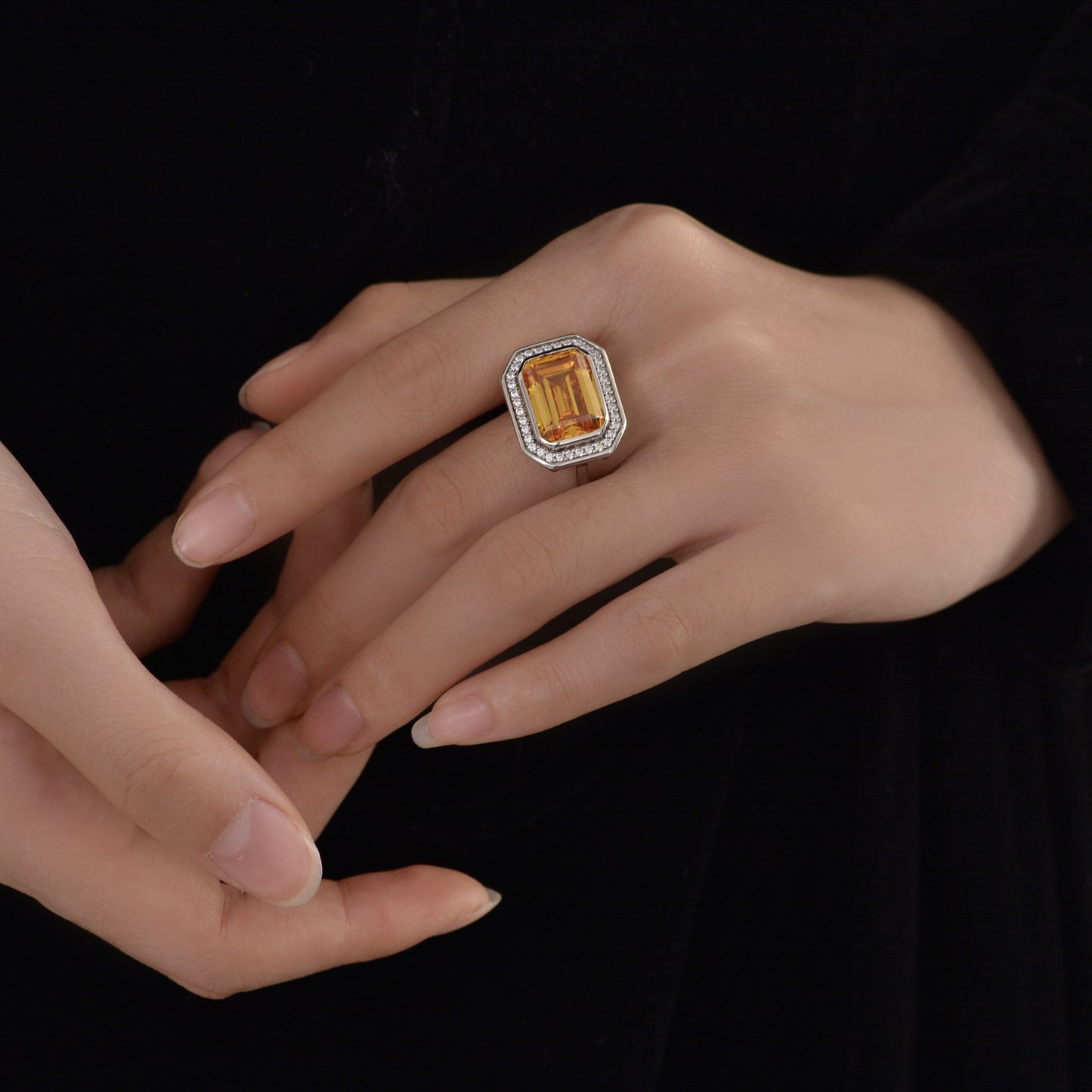 Sterling silver Ring Elegant Rectangular 10x14mm