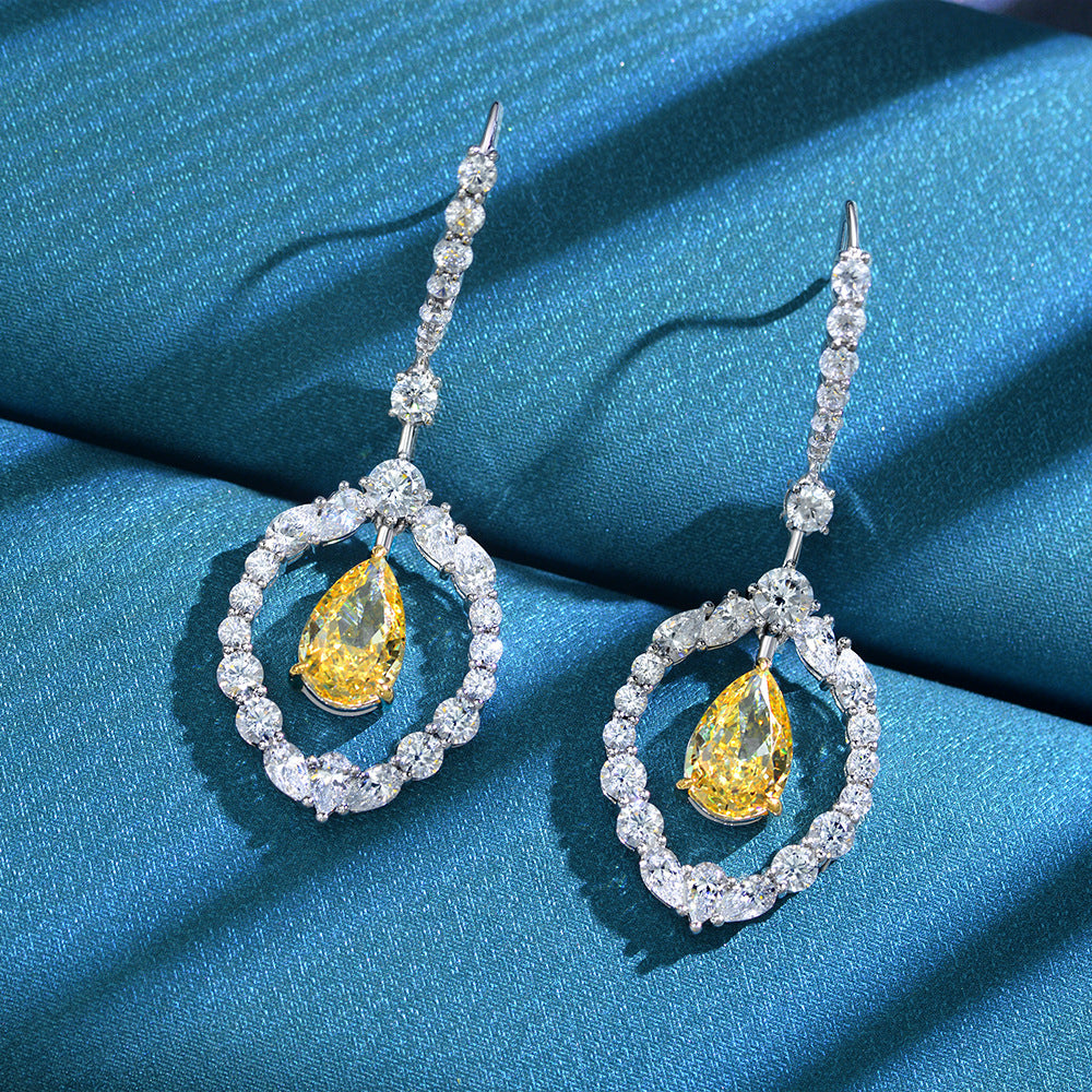 2025 New S925 Silver 3-Carat Pear-Shaped Earrings