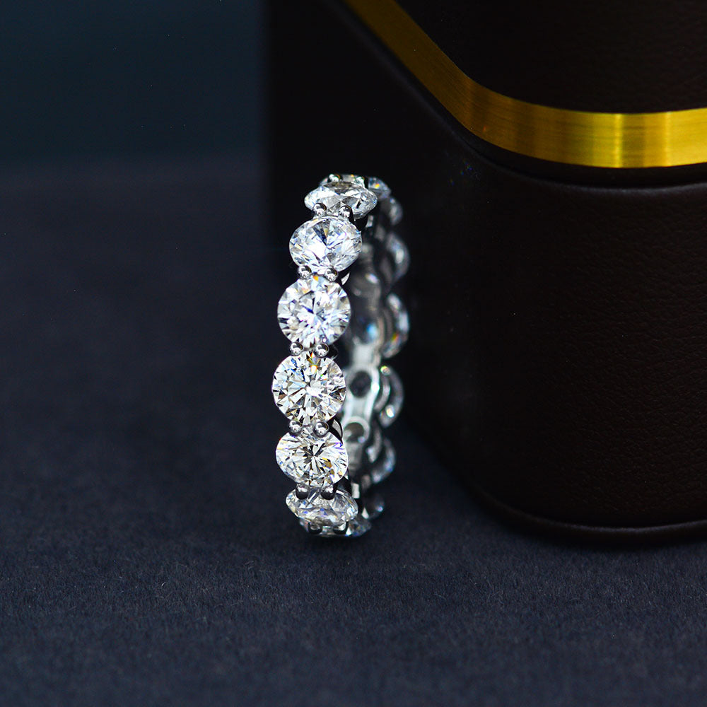 0.5 Carat Round High Carbon Diamond Band – 5mm S925 Silver Minimalist 2025 Women’s Ring