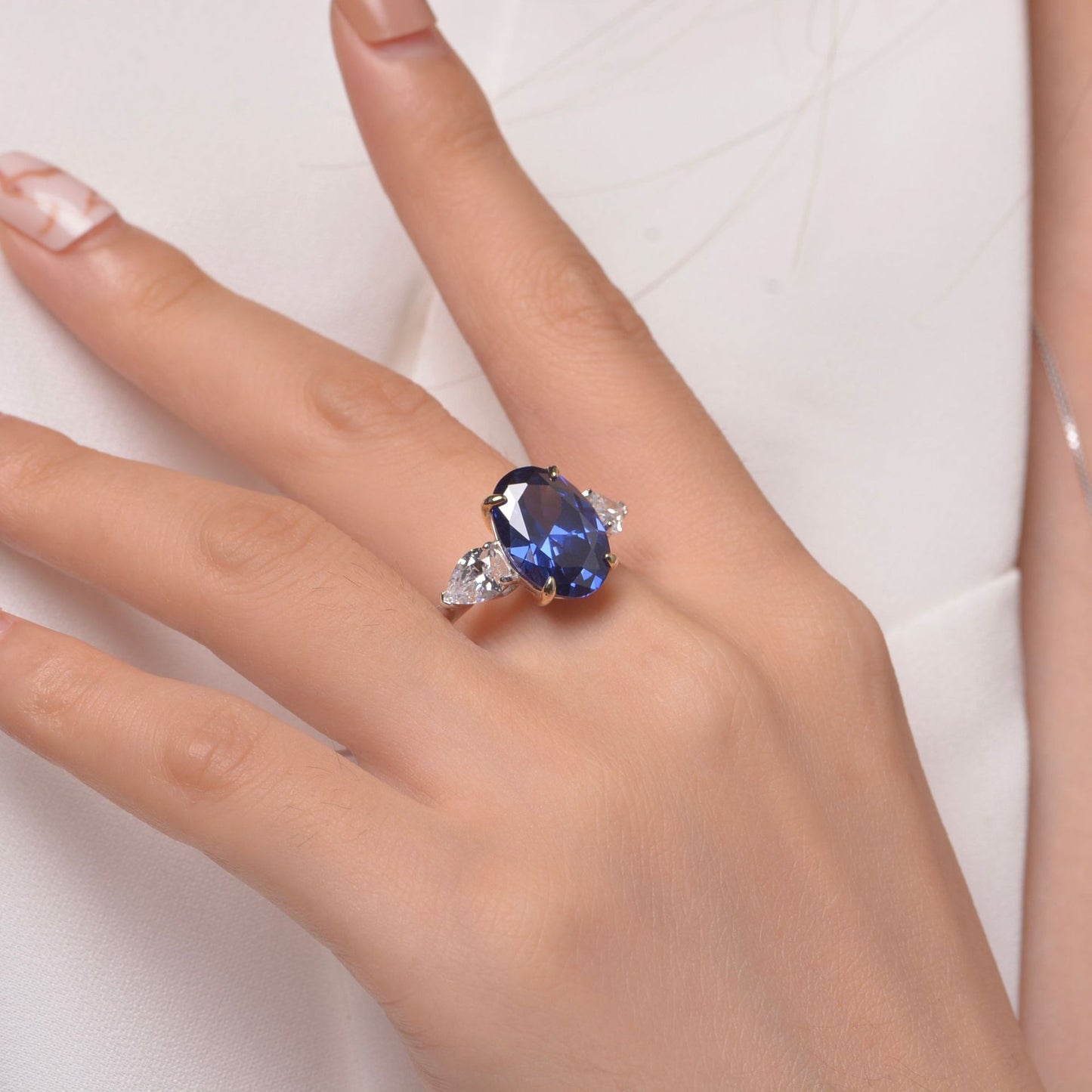 Hot Sale 5Ct Oval 10x14mm Pink High-Carbon Diamond Simulation Ring