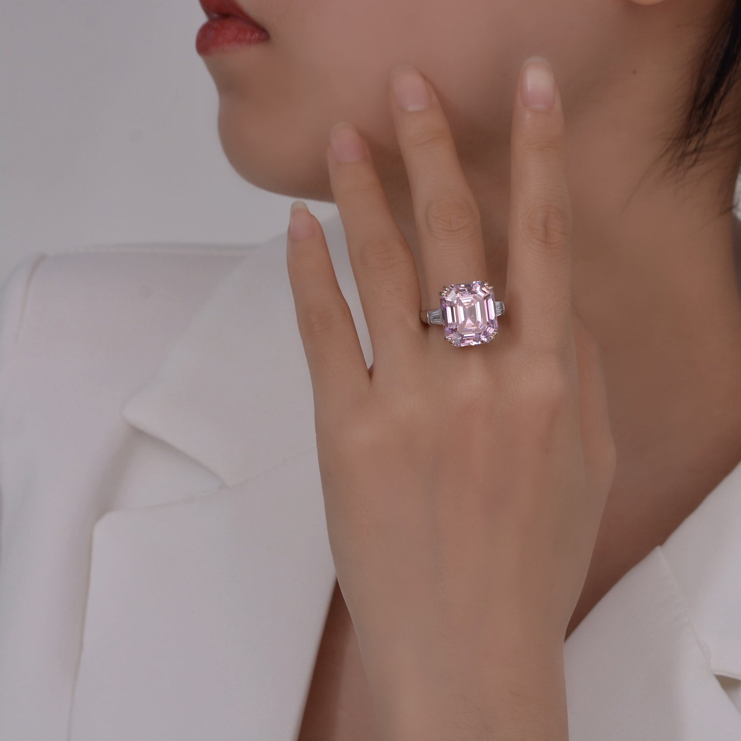 15 Carat High Carbon Zircon Statement Ring – Sterling Silver 14×16mm Elegant Luxury Style