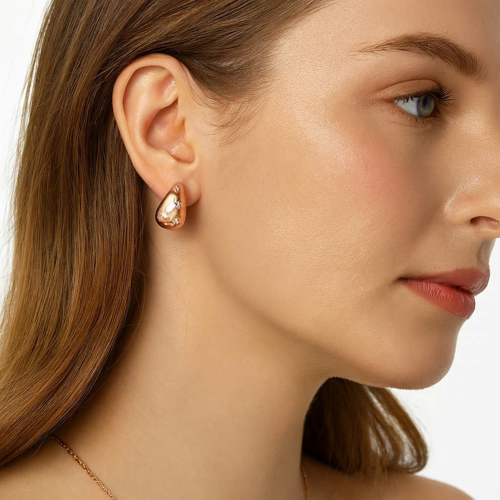 18k Gold plated earrings clip rose gold best selling with crystals