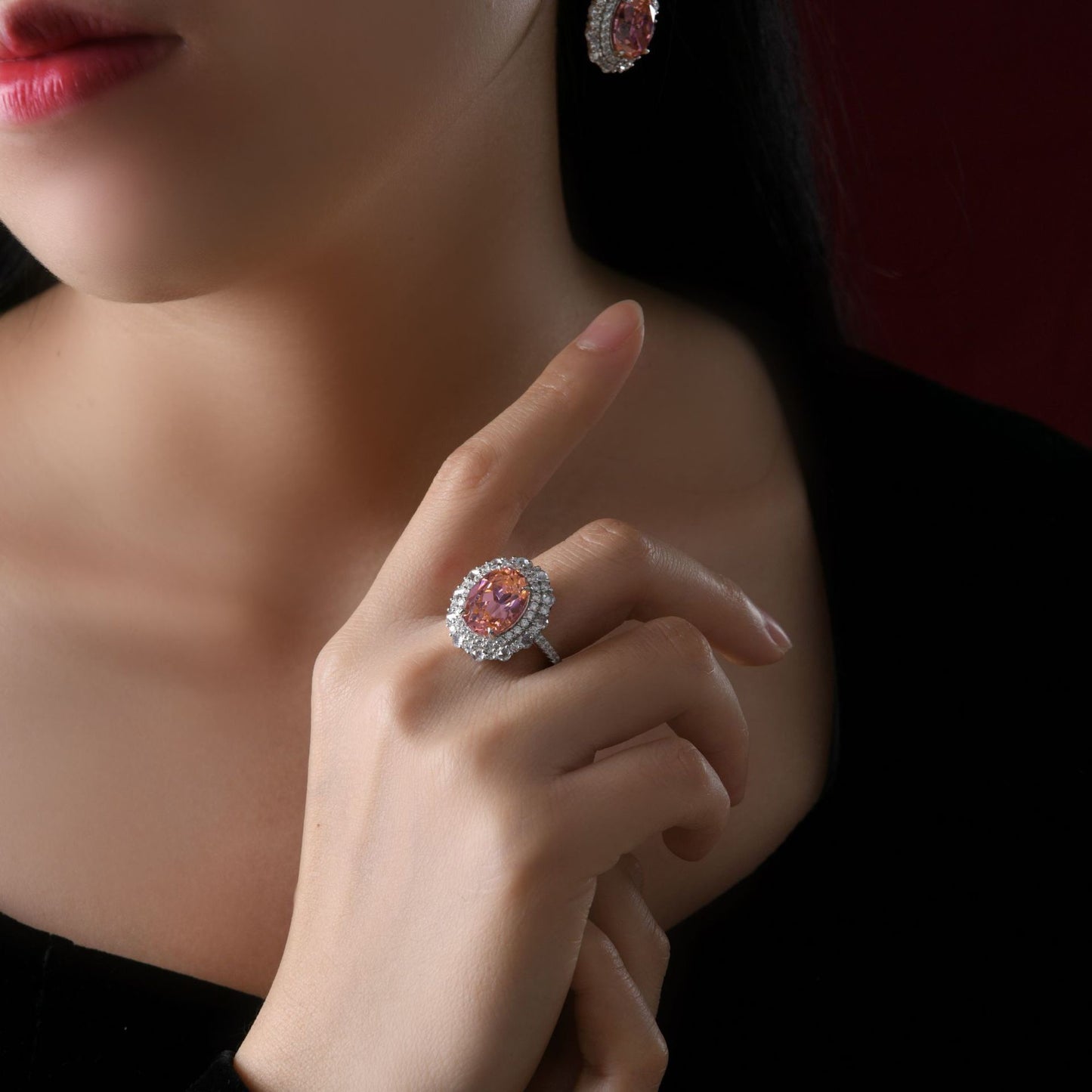 10 Carat 10×13mm Oval Sunset Orange-Pink High Carbon Diamond Ring – Sterling Silver 2025 Elegant Women’s Jewelry