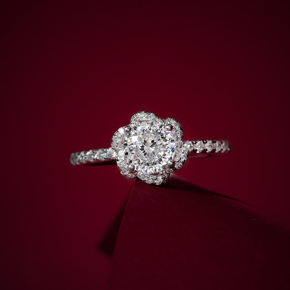 1 Carat 6mm Round Cut High Carbon Diamond Ring – S925 Silver Elegant Everyday & Dating Jewelry