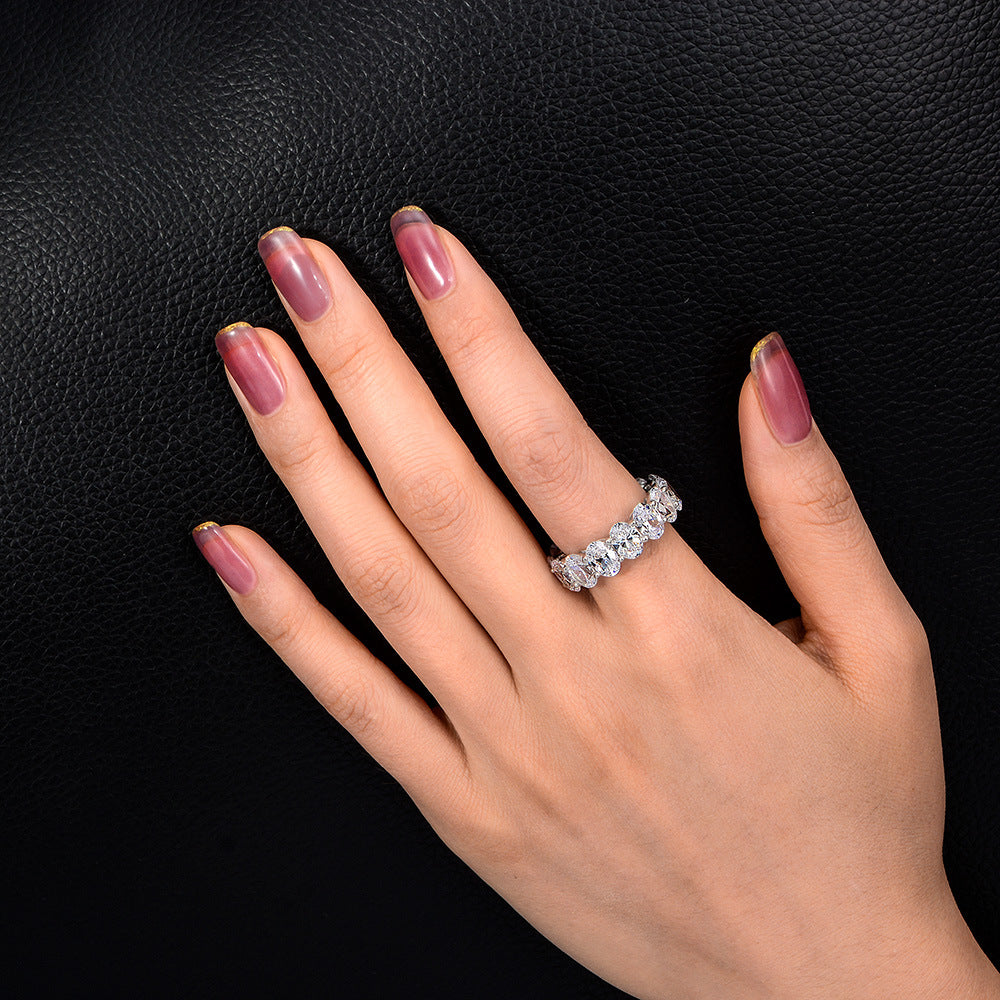 0.75 Carat Oval High Carbon Diamond Band – S925 Silver 5×7mm 2025 Collection, Minimalist Chic Ring