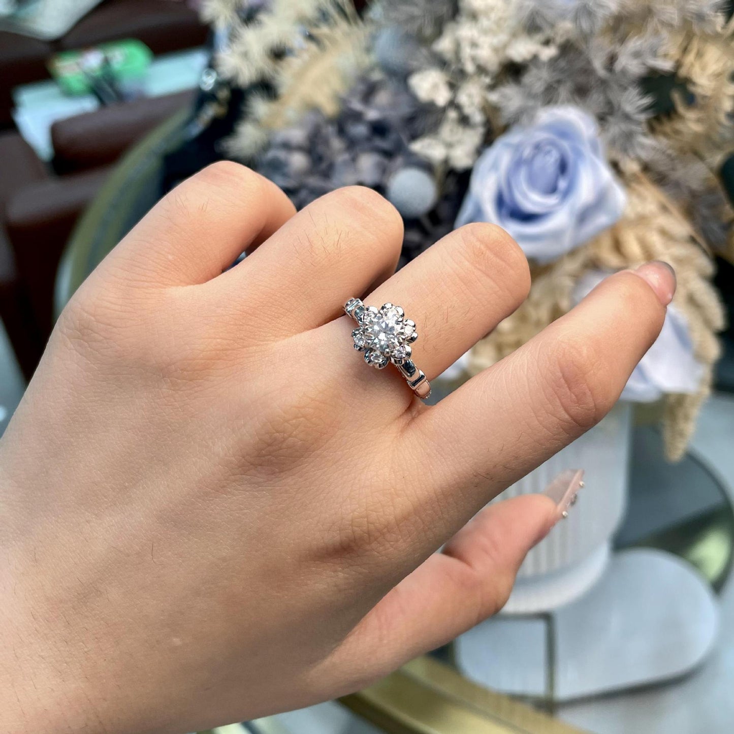 1 Carat Round G-Color High Carbon Diamond Ring – 6mm Dainty Everyday Luxury for Women