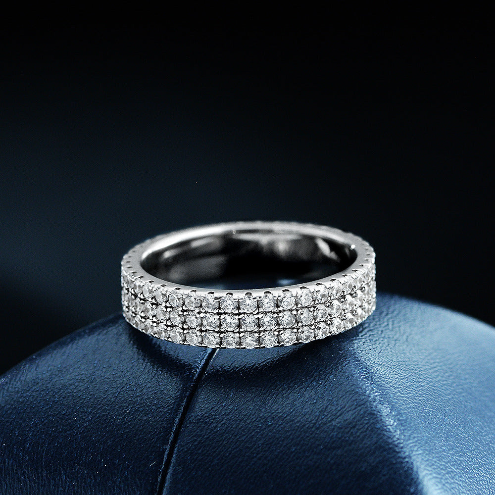 1.5mm Round High Carbon Diamond Unisex Band – 2025 S925 Silver Minimalist Everyday Ring