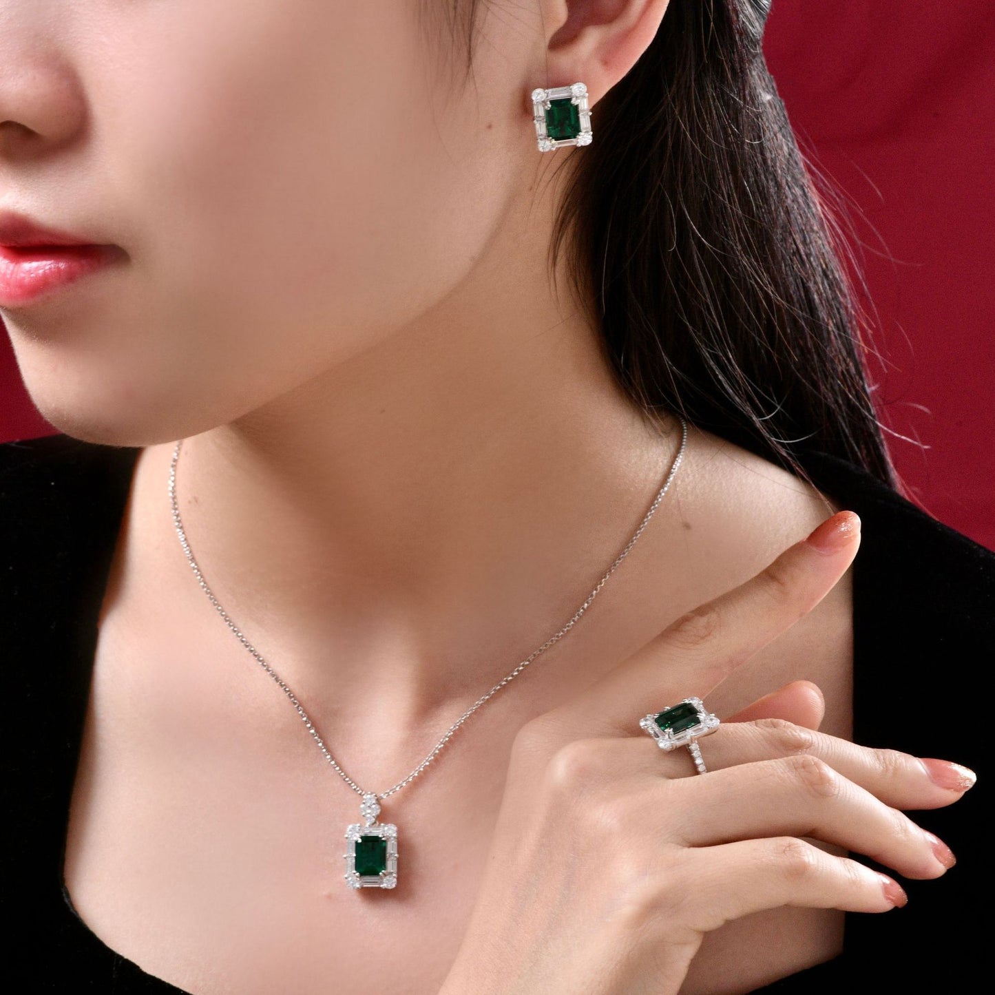 2 Carat Zambian Green Emerald Cut Lab Emerald Ring – S925 Silver 7×9mm 2025 European Chic Collection