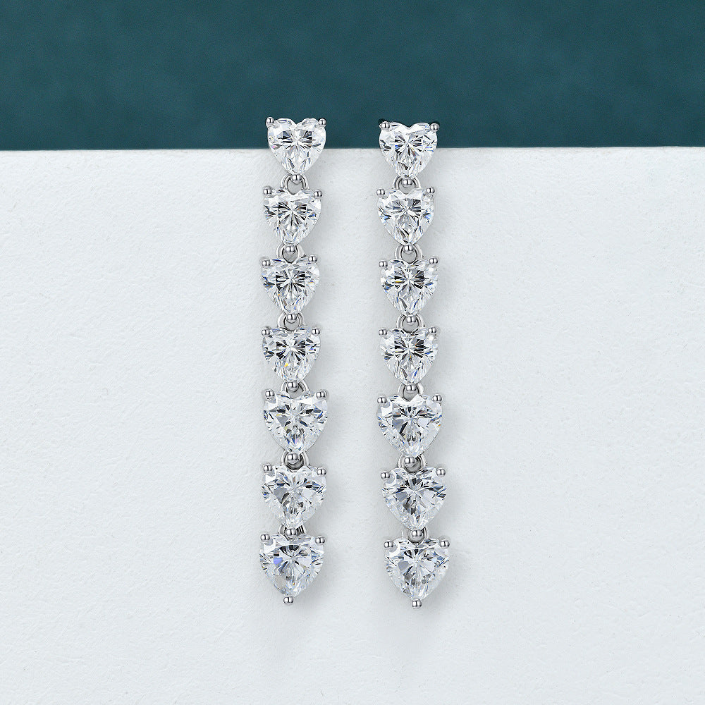 2025 New S925 Sterling Silver 1ct Heart Shape 5.5x5.5mm White High Carbon Diamond Stud Earrings | Simple and Versatile