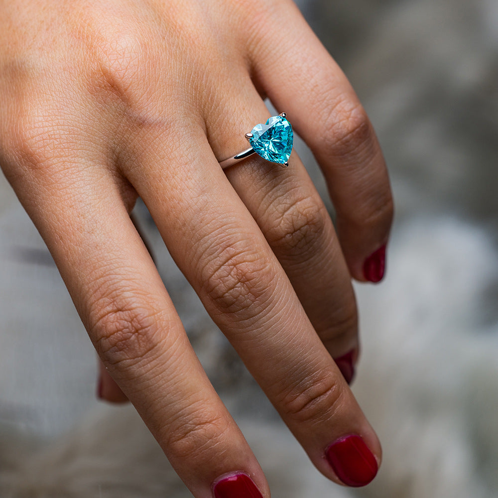 10mm Heart Cut Simulated Diamond Ring – Sterling Silver 2025 Minimalist Luxury Women’s Design