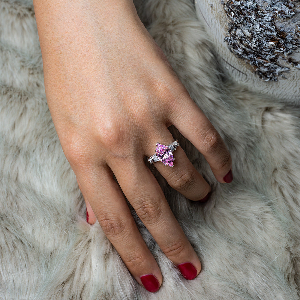 3Ct Marquise 8x14mm High-Carbon Diamond S925 Silver Ring for Women